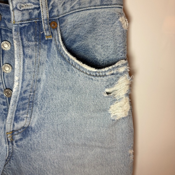 AGOLDE ’90s Crop Jeans – Size 23, Light Blue Nerve Wash, Mid-Rise Straight Fit - Picture 4 of 9